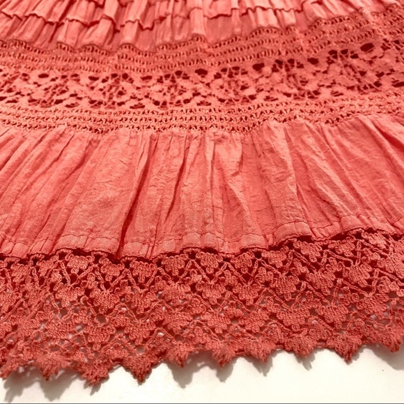 Orange Sleeveless Maxi Dress Small Cotton Boho Sleeveless Tiered Cottagecore - Picture 5 of 10